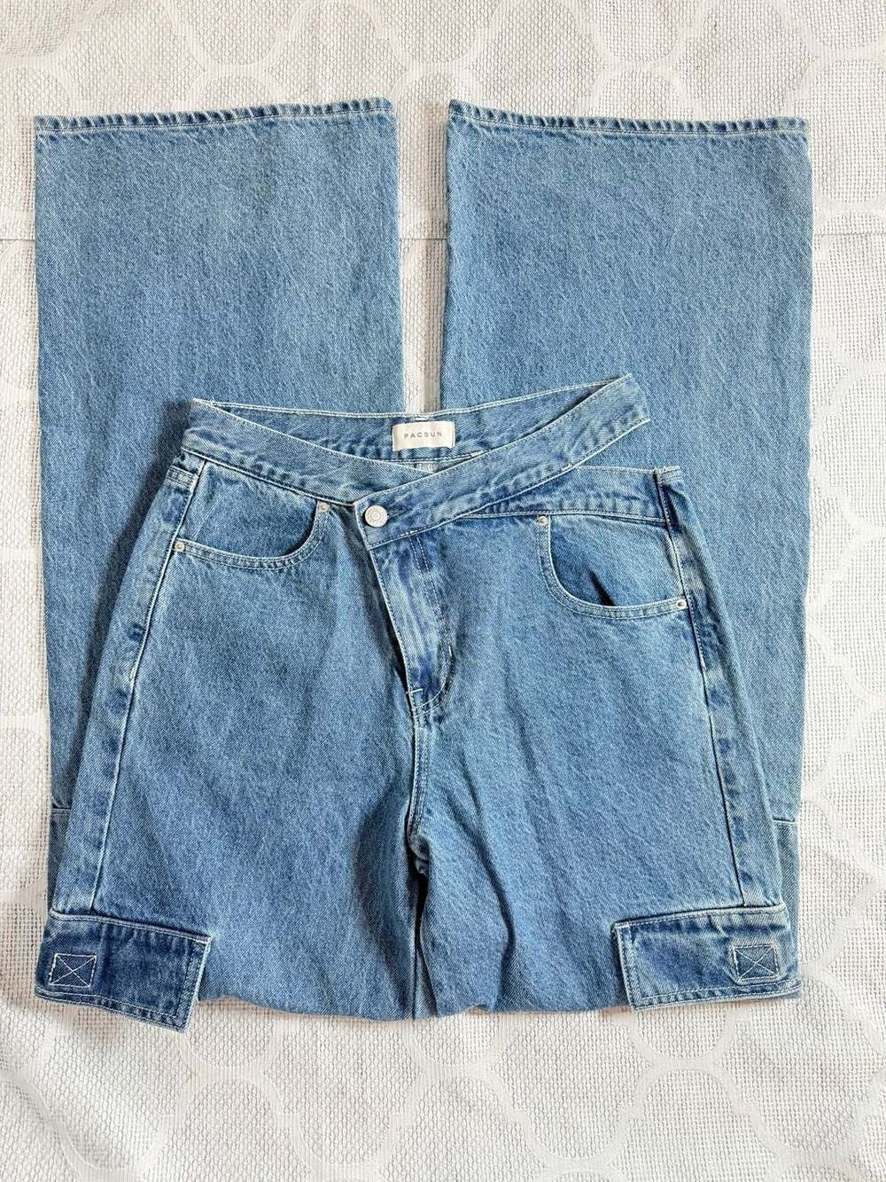 PacSun Asymmetric Waist Cargo Wide Leg Jeans